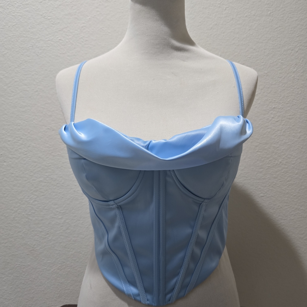 SHEIN Light Blue Satin Corset Top